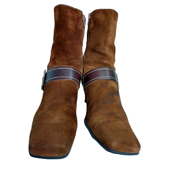 Ecco Womens Arizona Brown Suede Leather Square Toe Boots Low Heel EU 40 US 9/9.5 - Picture 6 of 16